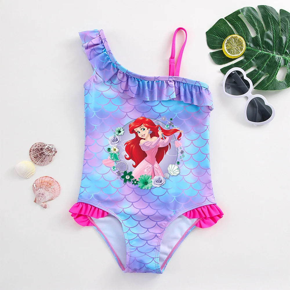 

The Little Mermaid Girls Swimsuit Fashion Mermaid Fish Scale One Piece Bathing Suits Dresses Summer Swimwear Beach Kids Wear