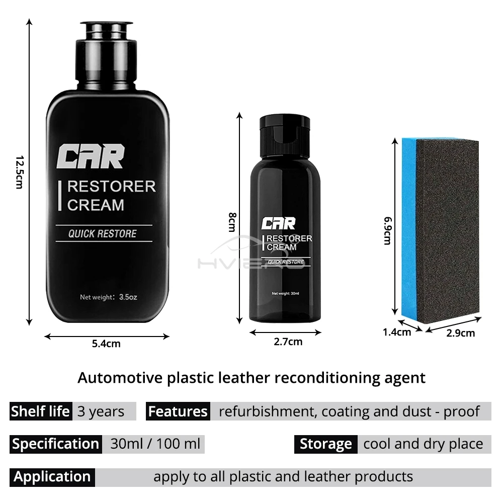 Car Restorer Cream Quick Paste 30ml/100ml Auto Plastic Leather Refurbishment Agent Washable Refresh Aging Surfaces Care Cleaning