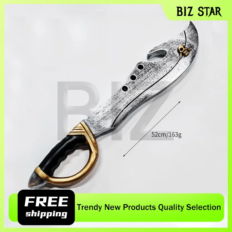 52 ซม./20.47in Pirate Machete PU วัสดุพลาสติกอ่อนคอสเพลย์อุปกรณ์ต่อพ่วงของเล่นมีดอาวุธรุ่นเดสก์ท็อปเครื่องประดับเด็กของขวัญ