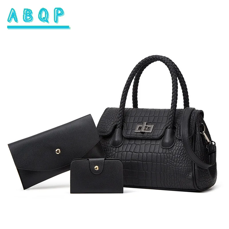 

ABQP новая женская сумка Элитный бренд модная женская сумка на плечо комплект из 3 предметов Высокое качество повседневная женская сумка большой вместимости