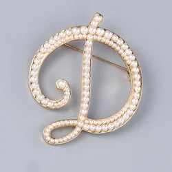 Fashion English Letters A K D Pearl Brooches Lapel Pins Female Corsage Luxury Jewelry Gifts for Women Accessories