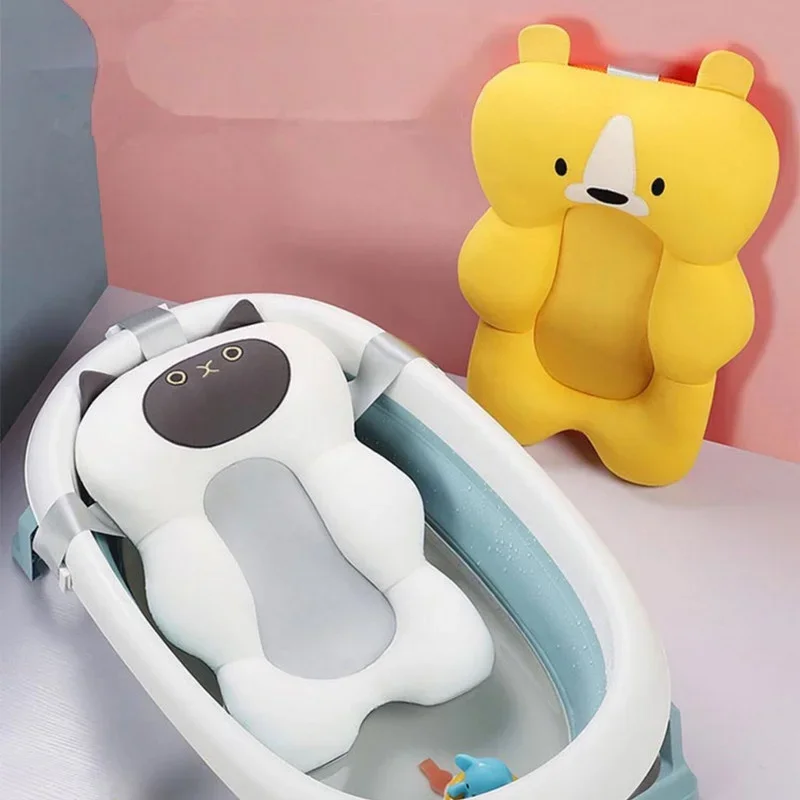 Portable Baby Bath Anti-Slip Cushion - Safety Mat & Floating Bather Infant Bathtub Pad Shower Security Support for Safe Bathing