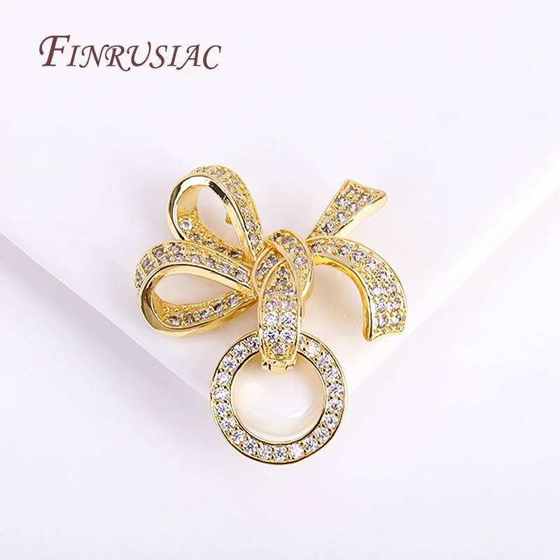 DIY Pearl Jewelry Decoration Connector Clasps 18K Gold Plated Inlaid Zircon 3 rings Bowknot Butterfly Pearl Clasps Fasteners