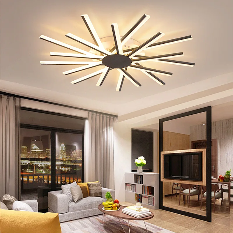 Acrylic Chandelier Bedroom Living Room Indoor Lighting Lamp Gold Black white color lamp flower shape Dropship AC85-260V deco