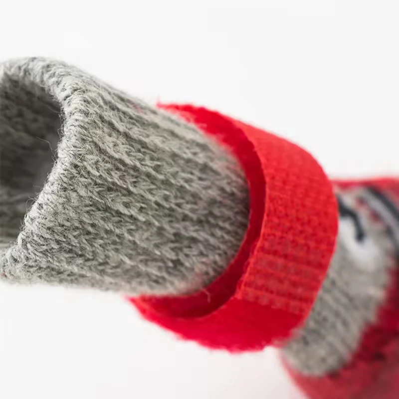 Pet Socks for Small Dog Cat, Non-Slip Dog Socks with Adjustable Paw Protection Winter Knitting Warm Sock (Blue Red Black)