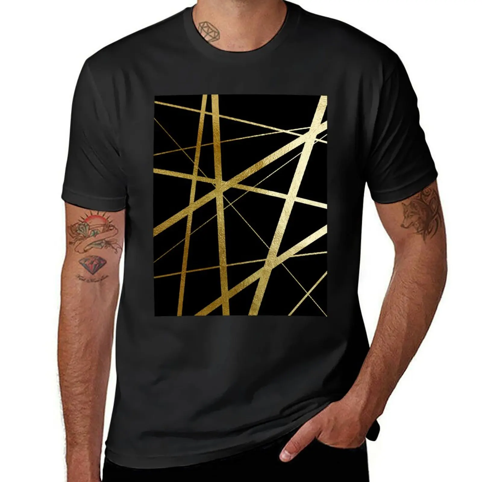

Black and Gold Geometric Luxe T-Shirt anime tees T-shirt men