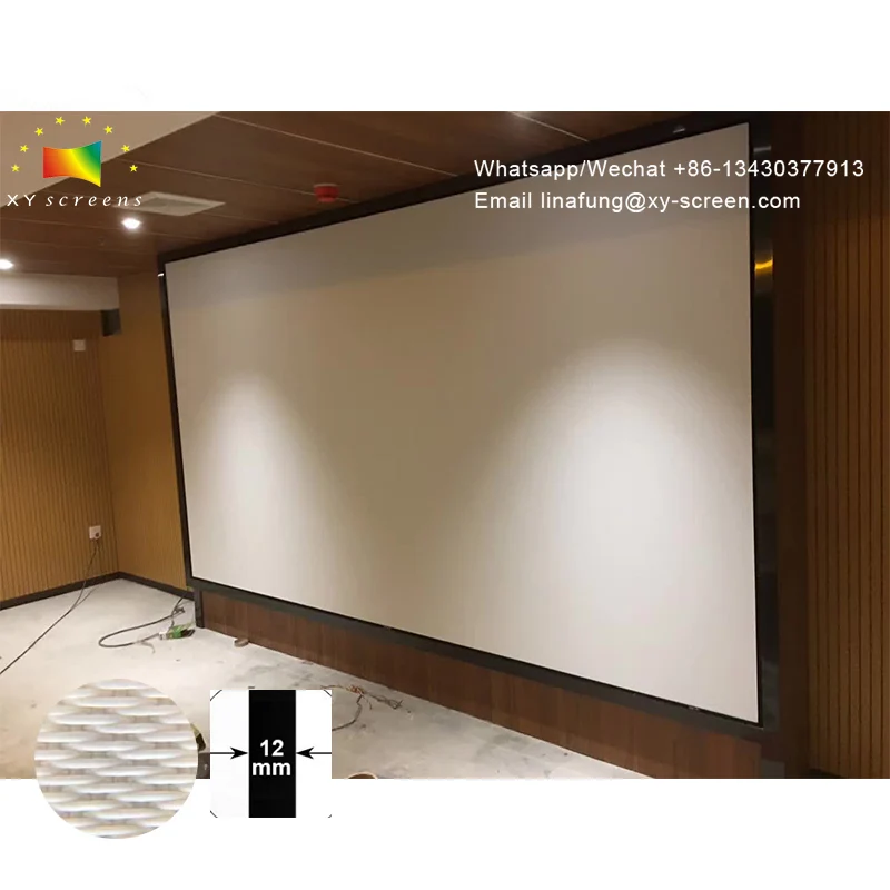 XY Screen 80-250in Slim Bezel Thin Fixed Frame Projection Screen 4K Audio Weave Acoustically Transparent Screen for Home Theater