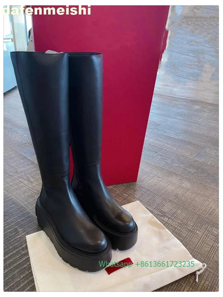 Black/red Women\'s Chelsea Boots Wedges Platform Pull-On Ankle Boots Winter Warm with Velvet Height Increasing Fashionable Boots