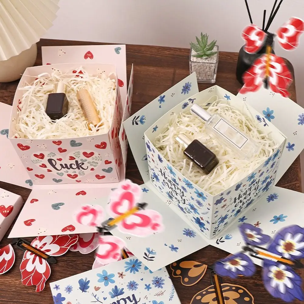 Multicolor Flying Butterfly Gift Box Auto Expand Paper Exploding Gift Box Novelty Wind Up Mechanism Present Box view 2
