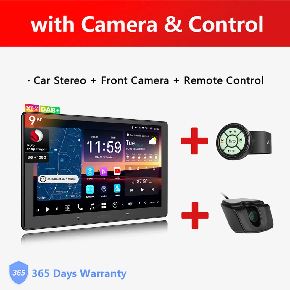9 inch DAB Android autoradio dubbel 2 Din, AI Agent spraakassistent, LiveView externe camera bewaking parkeerhulp, 4G LTE Bluetooth stereo CarPlay scherm 2Din X10 Atotozone