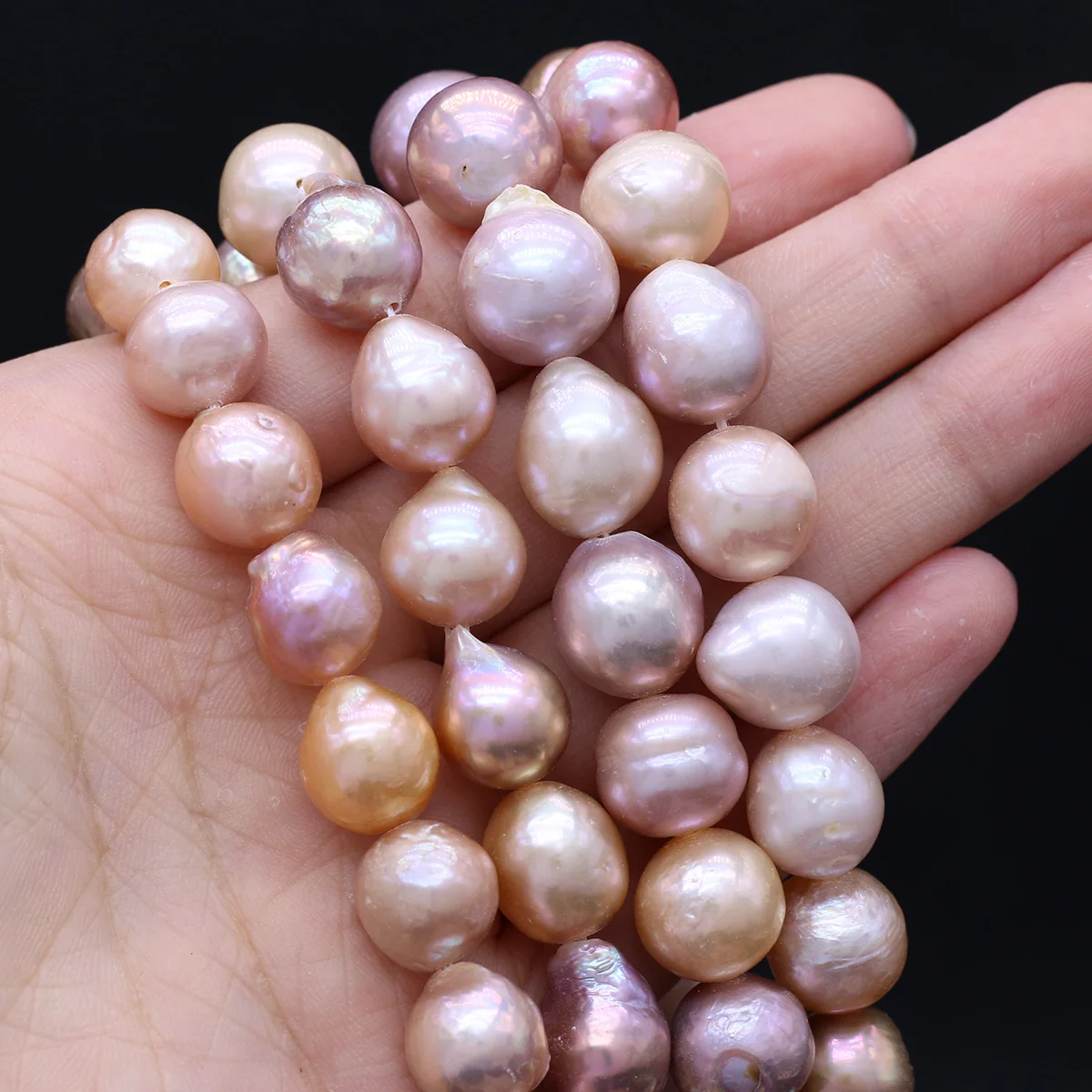Baroque Natural Freshwater Pearl Bead Purple Pink Flat Water Drop Irregular Beads for DIY Women Girls Jewelry Necklace Bracelet