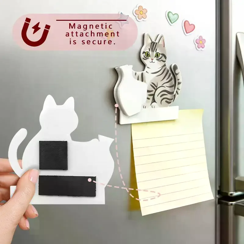 Magnets Cat Pushing Vase Decor Cat Whisker Collection Memorial Box Fridge Magnet Home Office Decoration For Gift Refrigerator