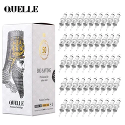 QUELLE 50 Uds agujas de tatuaje estériles desechables RL/RLT (0,30 MM) cartucho de revolución para máquinas de tatuajes maquillaje arte corporal tatuaje