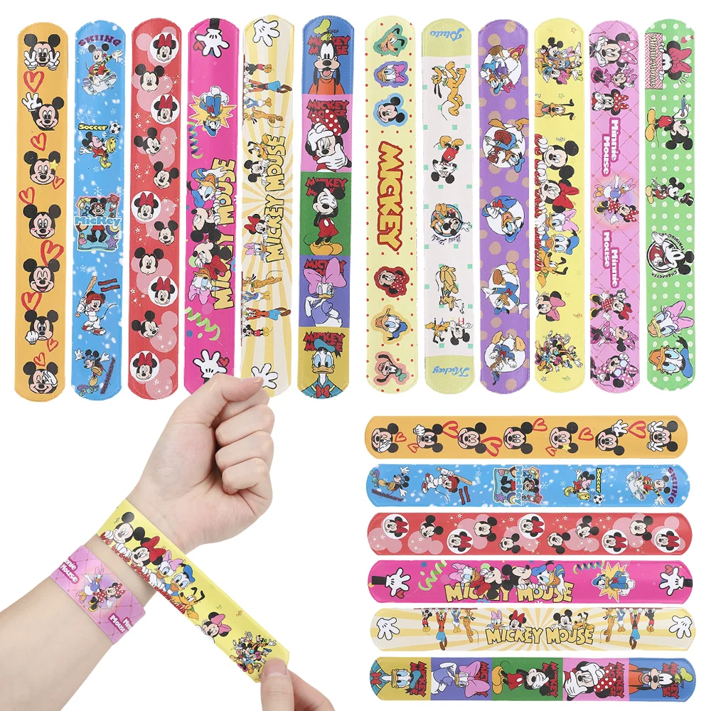 12/24/36 Stück Mickey Slap Armbänder Partygeschenke Minnie Armbänder Geburtstagsfeier Geschenke Babyparty Dekorationen Snap Band für Kinder