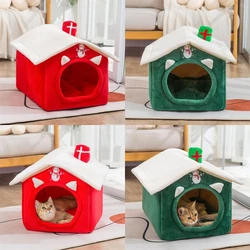 Winter Christmas Style Pet Cat Bed Warm Cat Cushions Cat House Warm Cat Basket Dog Cat Nest Kennel for Small Dog Cat KXRE