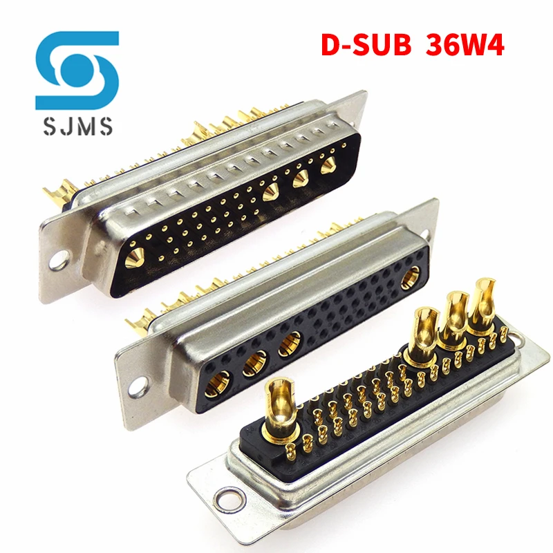 DB plug 36W4 30A 40A Gold plated Male / Female high current Connector D-SUB adapter solder type plug jack high power Gold plated