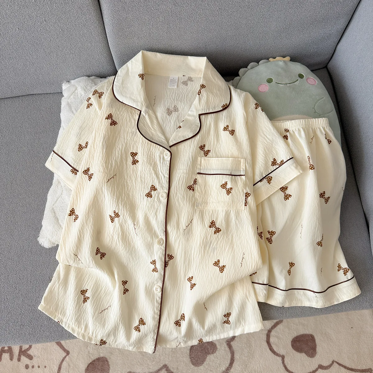 Summer Short Sleeved Pajamas for Women Comfortable Popular Short Shorts for Outerwear Home Clothes Set Sleepwear Homewear