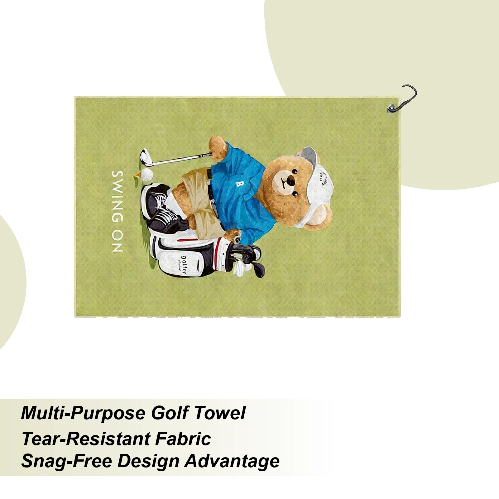 

Сумка для гольфа, впитывающее полотенце, забавные мягкие тряпки для чистки, забавные полотенца для гольфа с принтом медведя для мужчин, женщин, начинающих, любителей клубной сумки, мяч