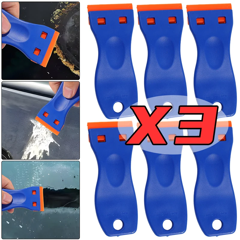 

Скребок для чистки оконного стекла автомобиля с пластиковыми лезвиями, многофункциональный скребок для чистки для удаления напольных этикеток, наклейки, 3 комплекта