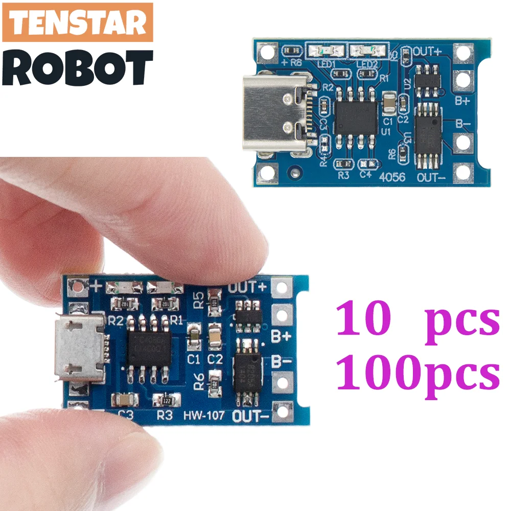 TP4056 + Protection double fonctions 5V 1A Micro USB 18650 Module de chargeur de batterie au Lithium