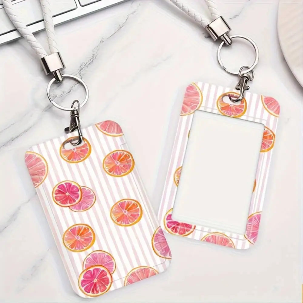 Citrus Slice ID Card Holder Plastic Window Card Case Lemon Lime For Doctor Nurse Student Bank Access Card Men Women Holiday Gift