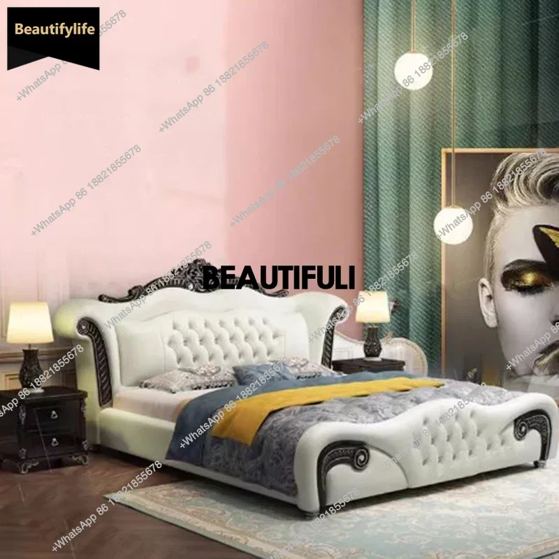 

D80 Скандинавская белая двуспальная кровать с ящиками, европейская кожаная кровать для хранения, роскошные королевские кровати для спальни, двойной размер, Cama, супружеская мебель для дома