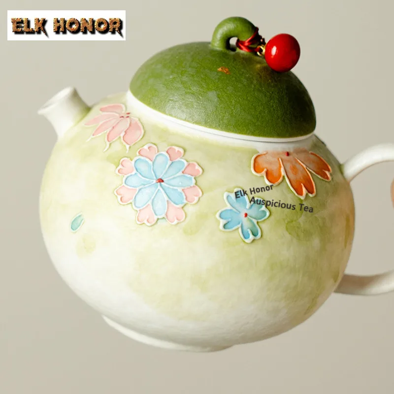 Hand-painted Colorful Flower Travel Tea Set Kit Handmade 1 Pot 2 Cups Tea Maker Organizer Portable Outdoor Stock Bags Collection view 3