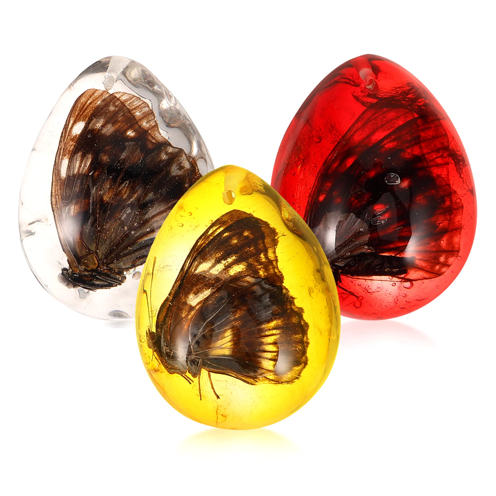 

3 pcs Pendant Butterfly Decor Insect Specimen Stone Charm Jewelry Amber Ornament For Diy Pendant Necklace
