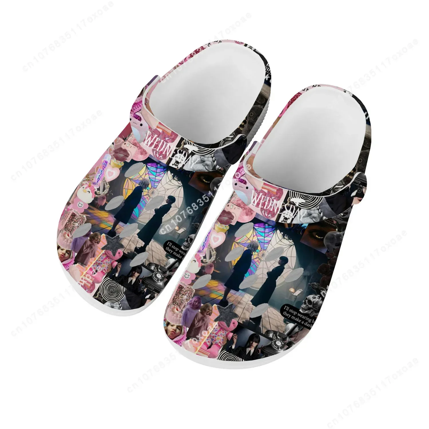 

Wednesday Addams Home Clog Mens Women Youth Boy Girl Sandals Shoes Garden Custom Made Breathable Shoe Beach Hole Slippers White