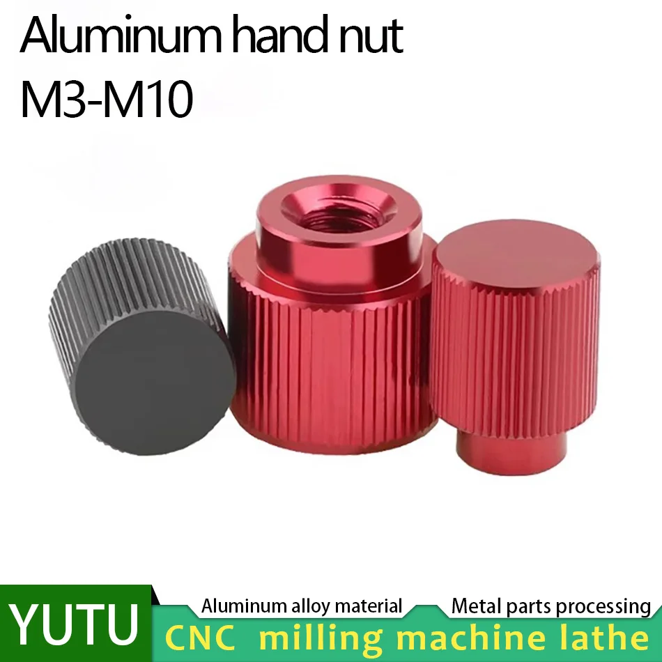 Aluminum alloy hand nut screw handle nut straight grain national standard locking wire mother inner teeth color M3M4M5M6M8