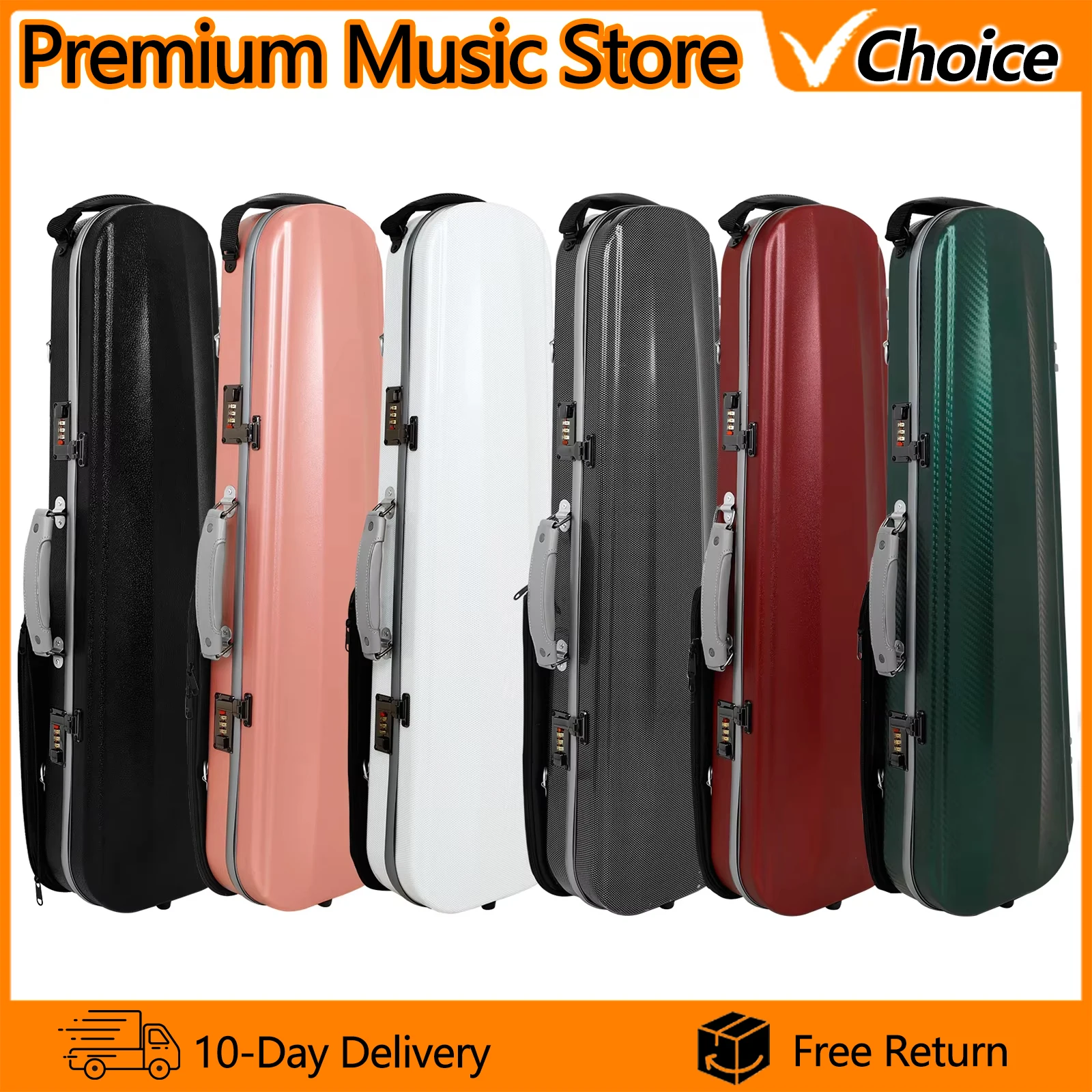 4/4 Violin Case Composite Case Carbon Fiber Lightweight Bag Leather Handle With Combination Lock Violin Playing Exam Violin Case