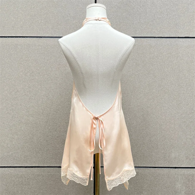 Women's vest New lace patchwork sleeveless top for summer 2026 Detachable flower tanks top Sexy backless women's tight corset
