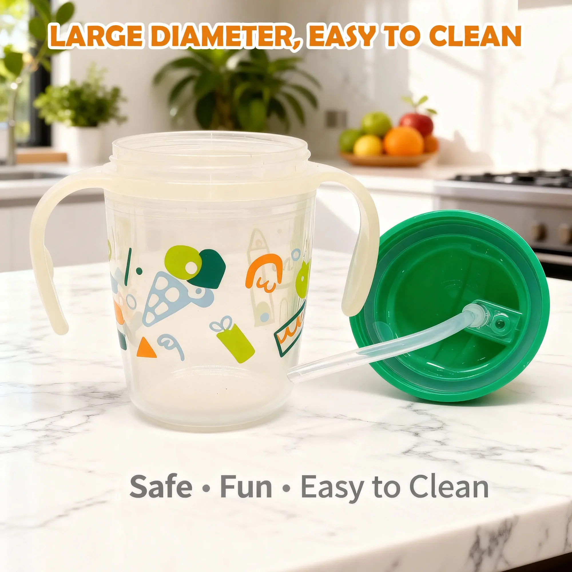 1 قطعة كوب شرب مضاد للحرق بطبقة مزدوجة ، كوب مشروبات بقشة للأطفال 230 مللي ، كوب ماء للطلاب ، هدية عيد الميلاد #4