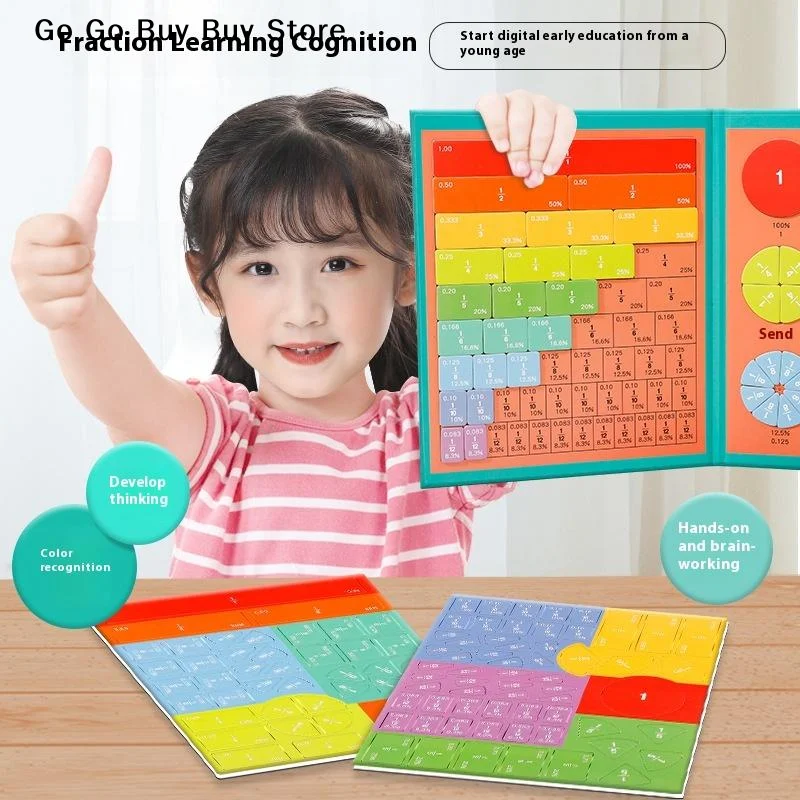 Montessori Fraction Learning Math Toy Magnetic Arithmetic Teaching Aids Wooden Book Educational Toys for Children Christmas Gift