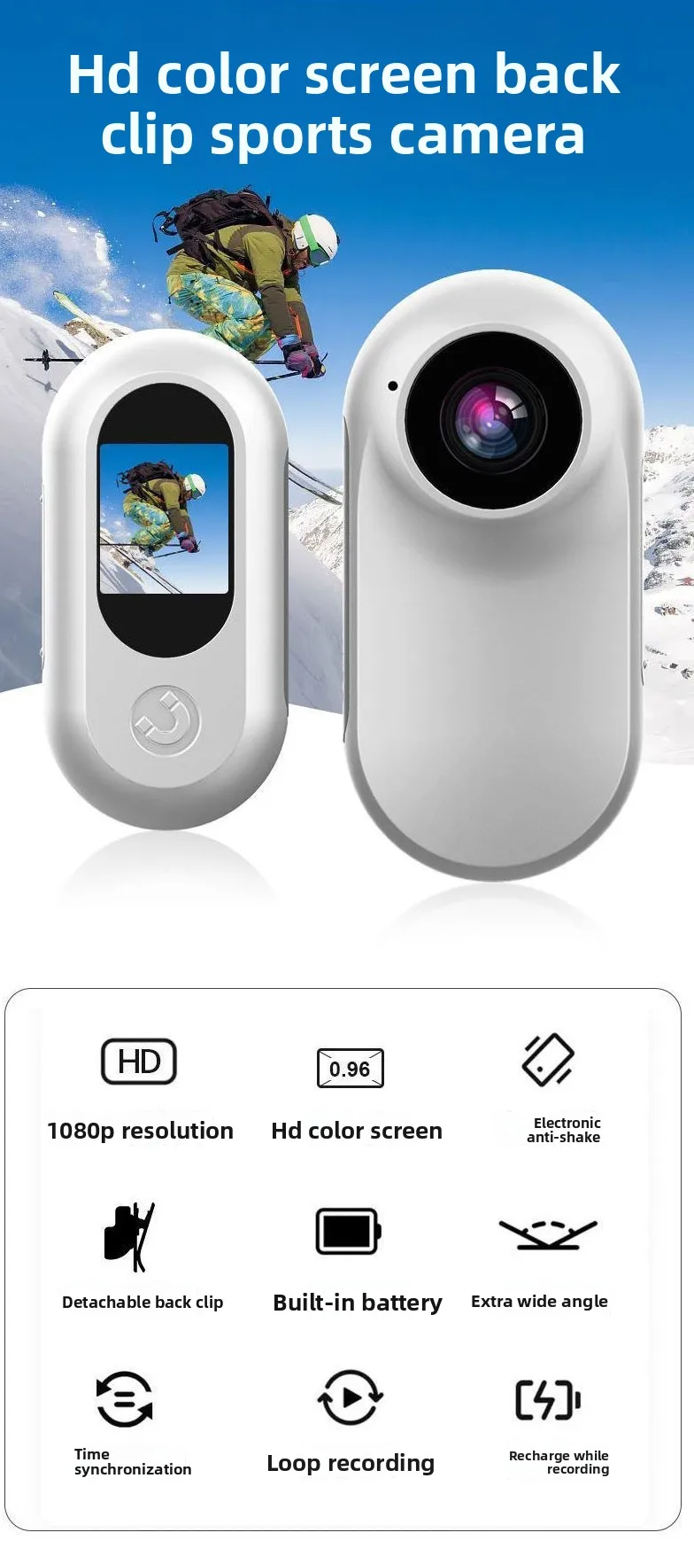 Action-Kamera, Panorama-Video, Digitalkamera, Recorder, Tasche, magnetischer Rückenclip, Tragen der Brust