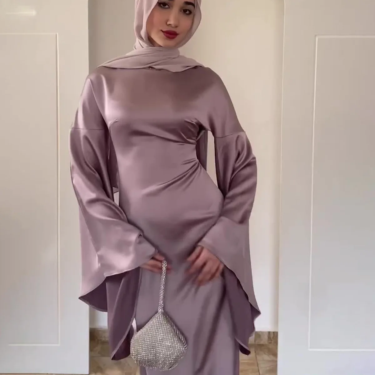 2024 Muslim Modest Dress for Women Eid Arab Abaya Dubai Dress Islamic Daily Long Sleeve Clothing Turkey Solid Color Coat Robe