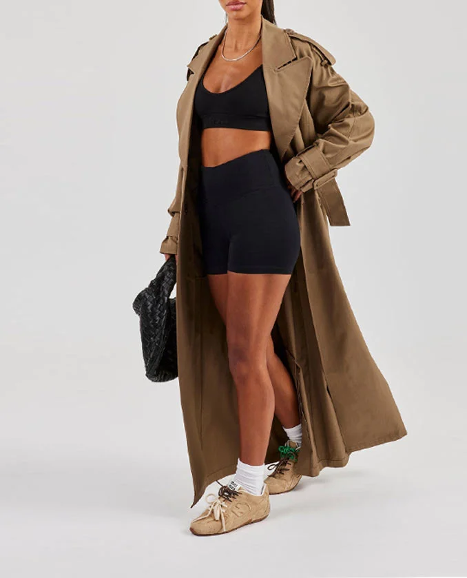 أنيقة الخريف المتضخم معطف طويل فضفاض التلبيب يندبروف الدانتيل يصل واحدة الصدر الصلبة سترة المرأة معطف التنقل عادية #1