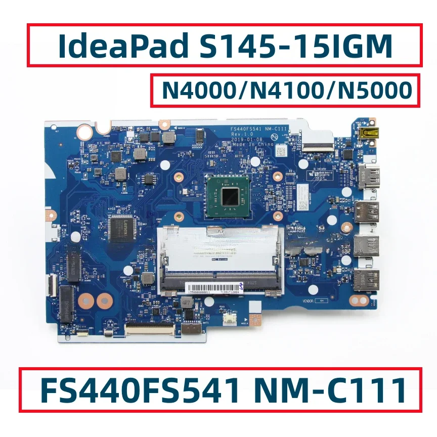 For  IdeaPad S145-15IGM Laptop Motherboard With N4000 N4100 N5000 CPU