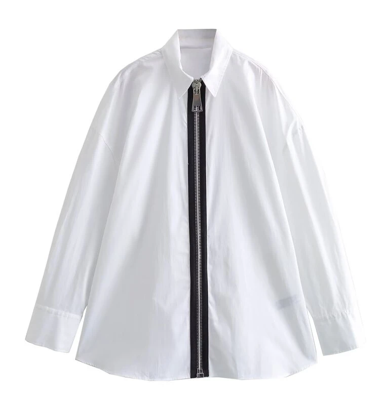 

2023 New Women's Design Slimming Versatile Zipper Detail Windbreaker Fabric irt 8663202 Faionable Loose Fit Long Sve