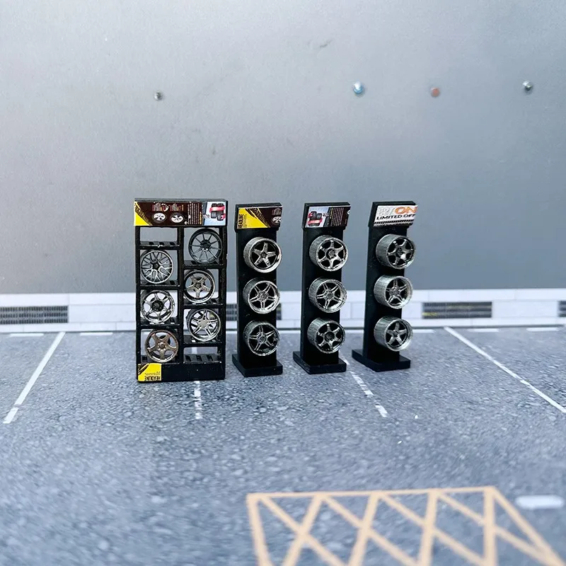 

1/64 Diorama Car Wheel Hub Model Stand Garage Workshop Scene Model Accessory