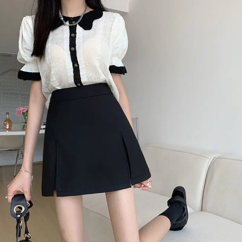 

Solid Skirts Women Summer Spicy Girls Mini Slim Sexy Basic All-match Daily Korean Fashion Office Lady Leisure Trendy Designed