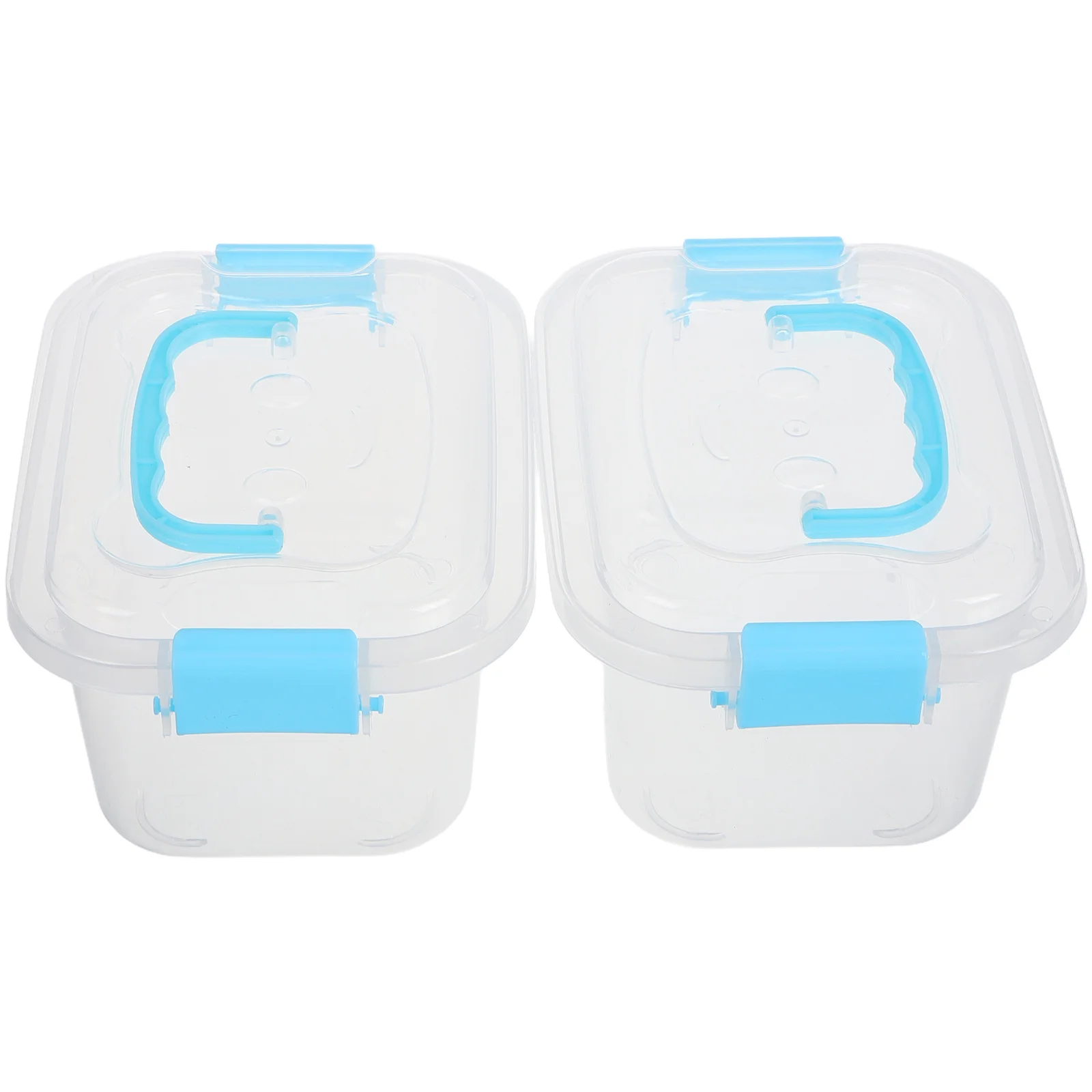 

2Pcs Mini Plastic Jewelry Organizer Transparent Storage Box Portable Handle Small Clear Box for Accessories Mini Storage Bins