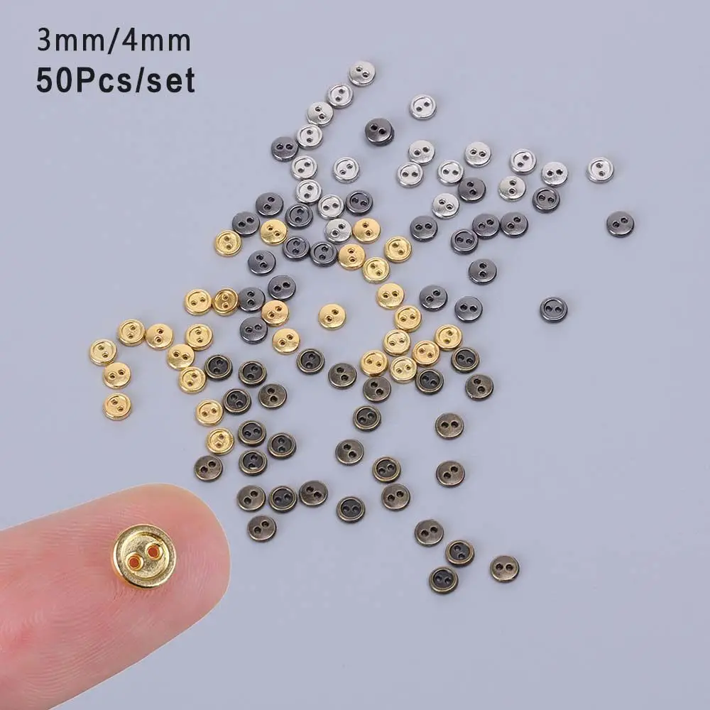 

50pcs DIY Accessories Clothing Metal Fabric Sewing Buttons Doll Button Round Buttons Apparel Sewing