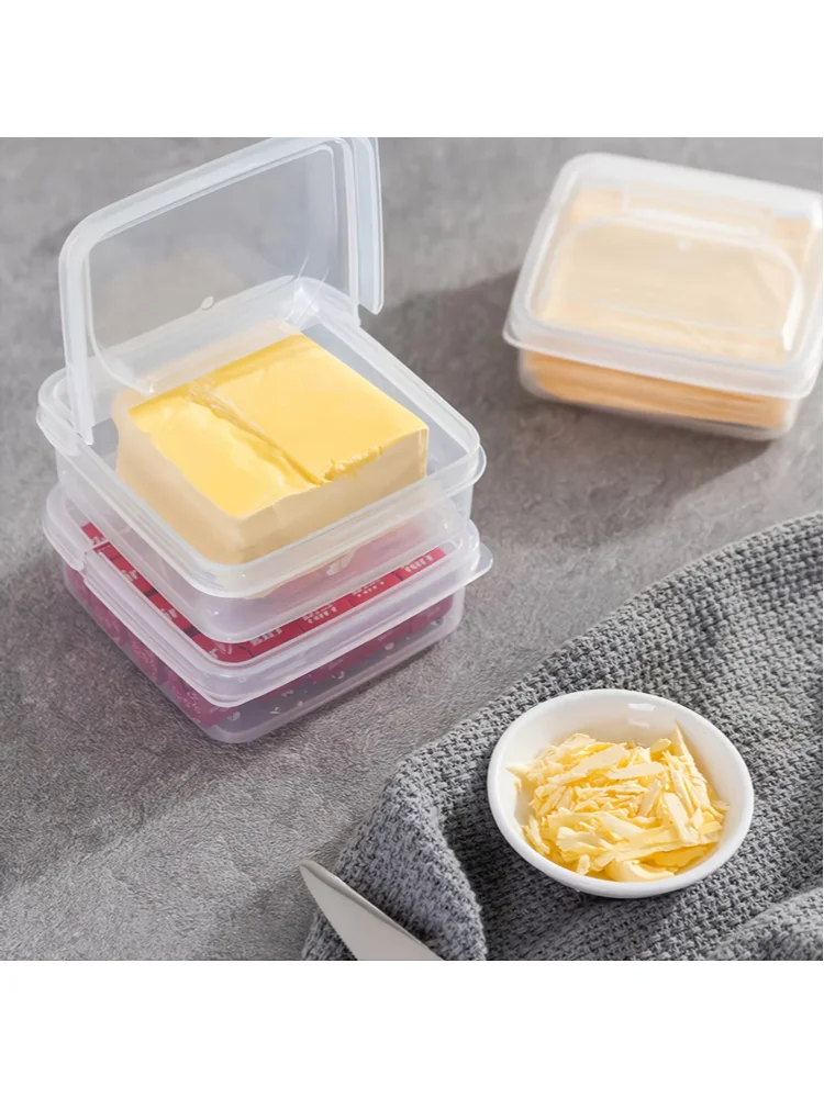 1pc Plastic Refrigerator Storage Cheese Box, Cheese Container, Butter Block Cheese Slice Storage Box