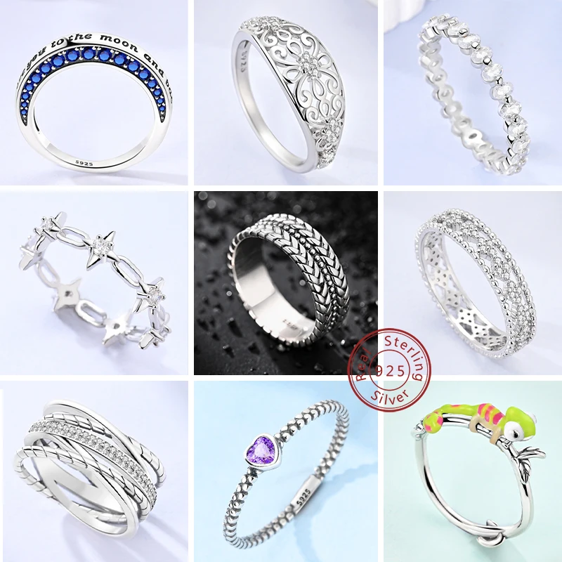 Rings Original 925 Sterling Silver Rings Simple Zircon Heart Ring For Wedding Valentine's Day Women Ring Jewelry Gift