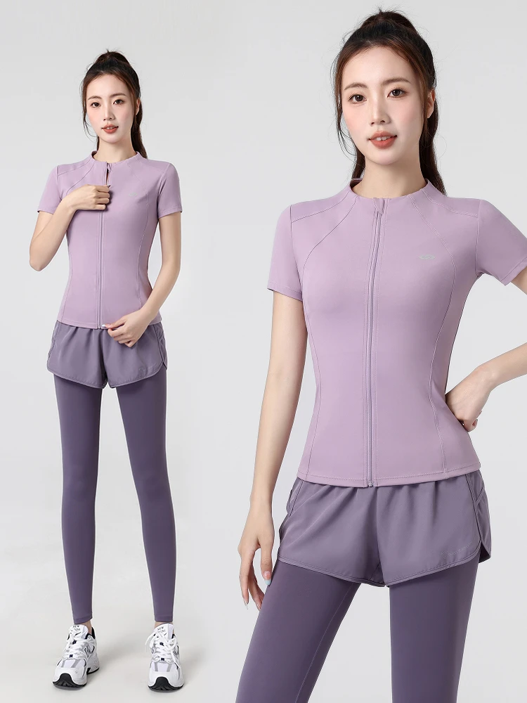 

Spring Fitn Sportswear Set Women's ort Sve Outdoor Mountain Climbing Aerobic Training Qui Dry Running Suit Faionable