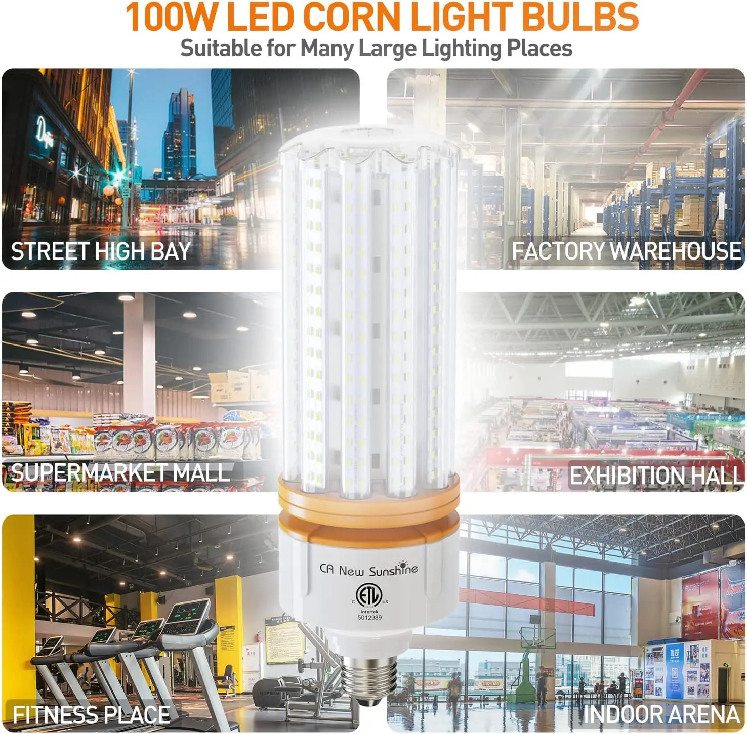 1000W Equivalent LED Corn Light Bulb, 100W Led Corn Bulb 5000K Daylight White,High Bay Lighting 15000 Lumen, E26/E39 Base