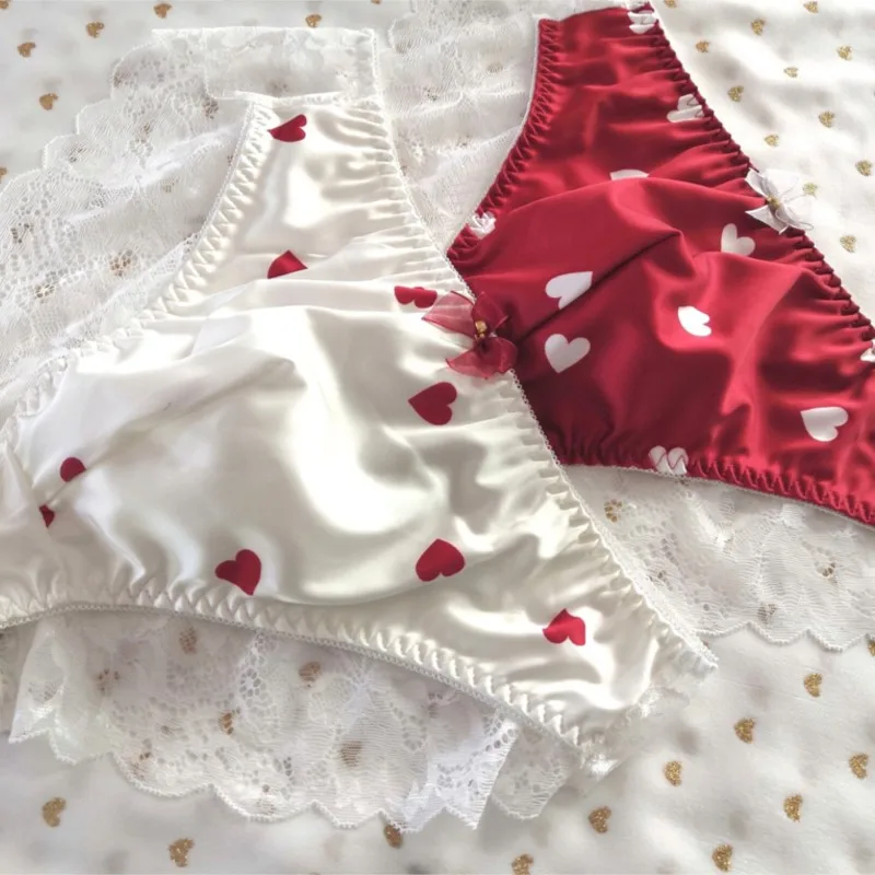 Sissy Lace Bow Briefs Love Pattern Man Panties Convex Pouch Jockstrap Men Sexy Underwear Gay Soft Comfortable Underpants