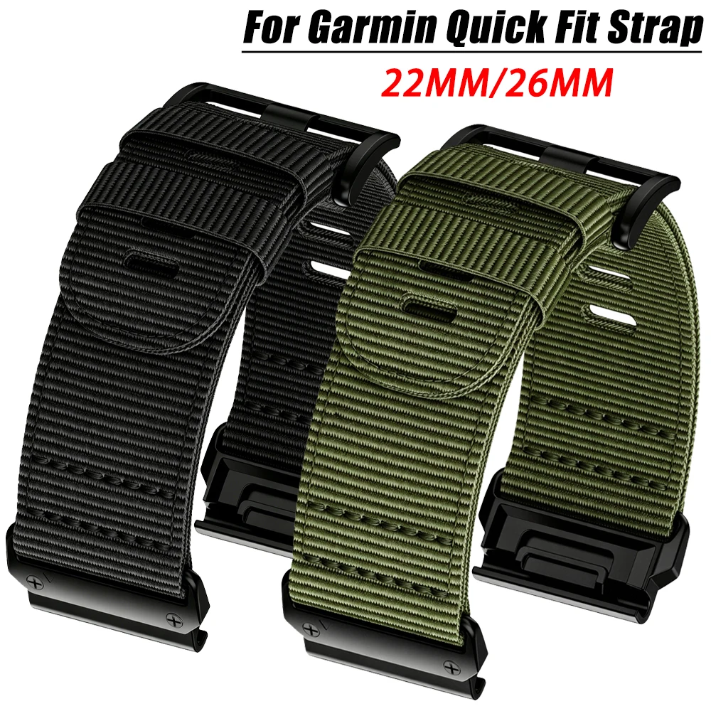 QuickFit Nylon Canvas Watch Strap For Garmin Forerunner 970 965 955 Solar/Instinct 2X 3/Fenix 8 E 7 7X Pro 22 26mm Bracelet Belt