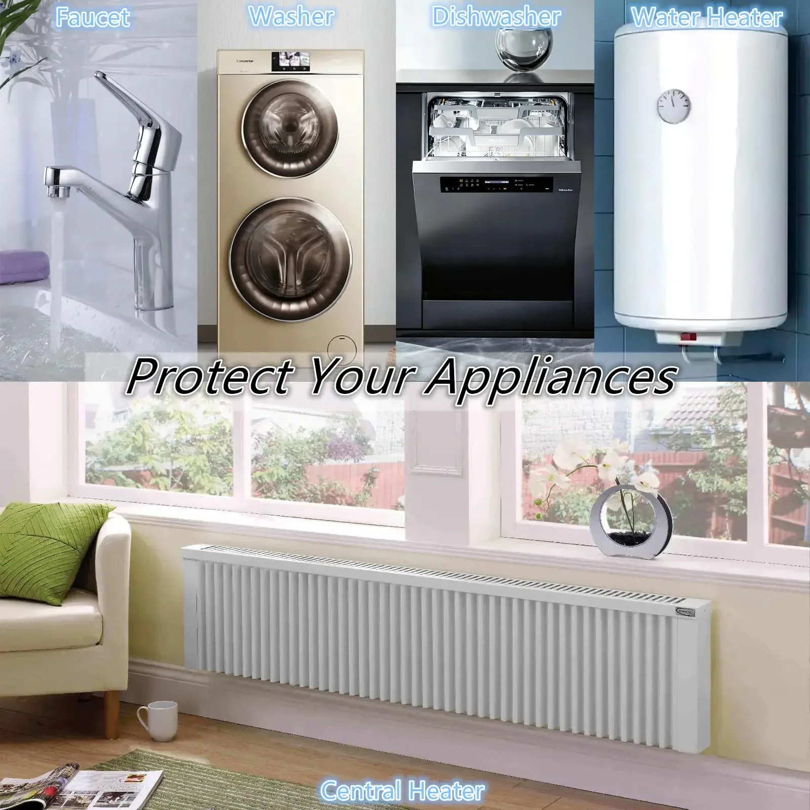 Whole House Electronic Water Descaler System, Whole House Water Filter Reduces Limescale, Rust & Minerals, Easy Installation